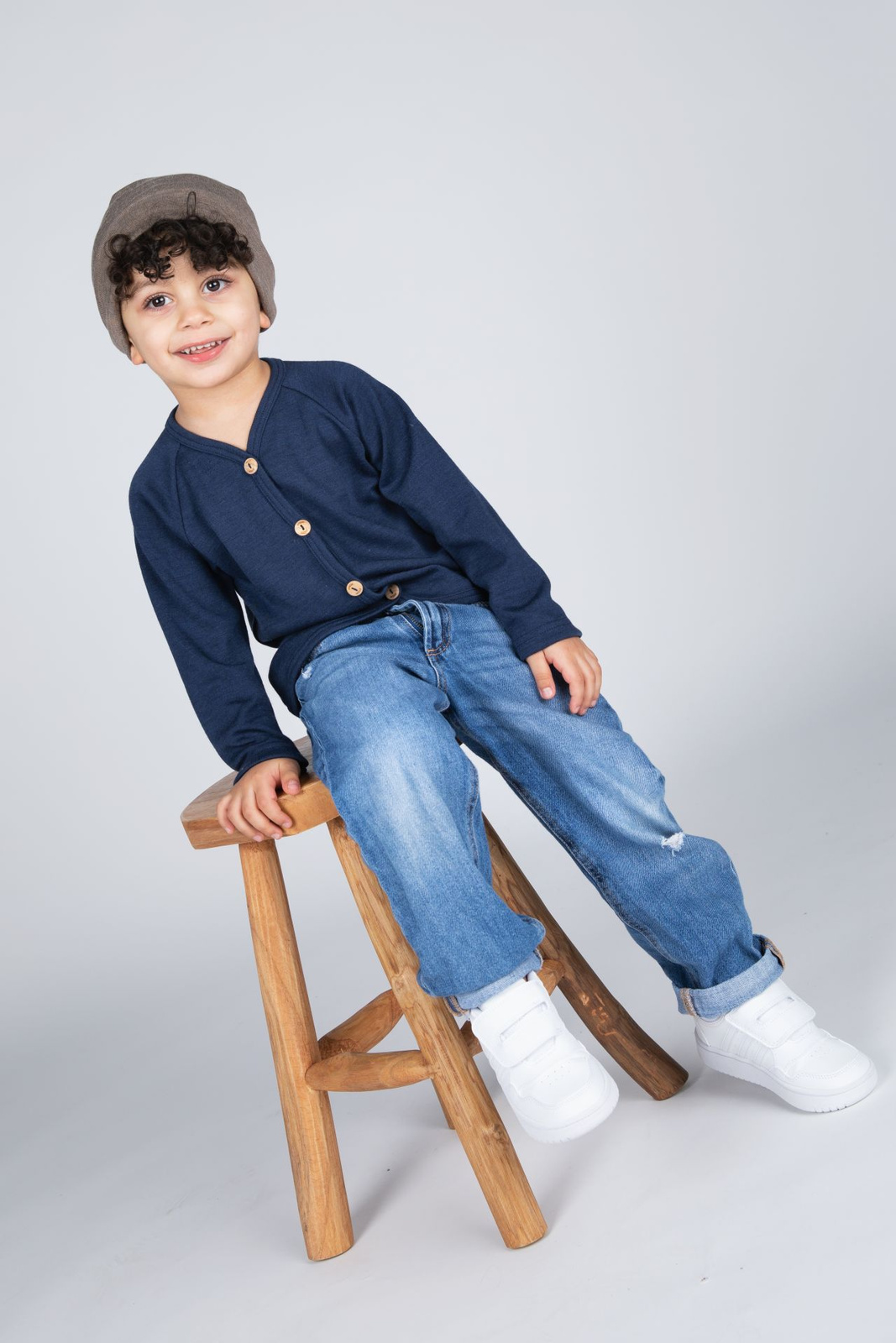 Engel Natur - Dziecięcy kardigan z wełny merino i jedwabiu - Navy blue