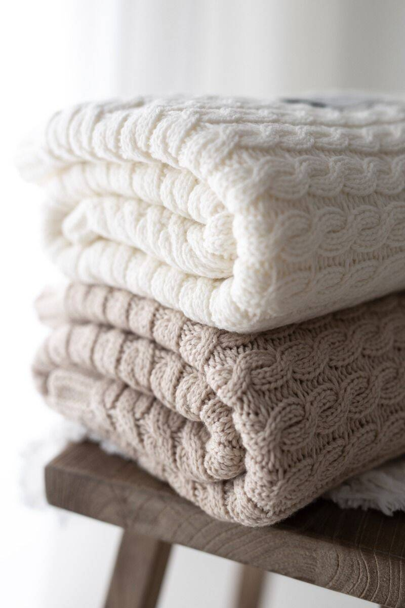 My Memi Ciepły kocyk ze 100% wełny merino warm beige - premium collection