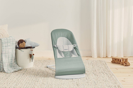 BABYBJORN - leżaczek BALANCE SOFT WOVEN/JERSEY - Jasnoszałwiowy/Szary