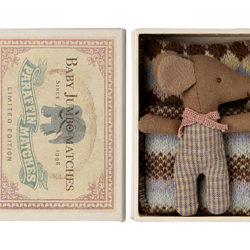 Maileg Myszka - Sleepy wakey baby mouse in matchbox - Rose