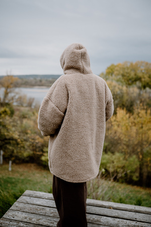 Mimimi - Hoodie bluza z wełny merino - beż