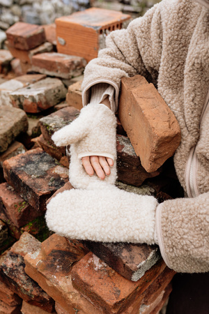 Mimimi - rękawiczki damskie z wełny merino - almond