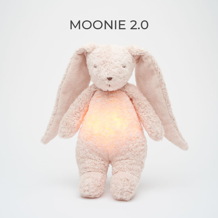 MOONIE 2.0 Szumiący Króliczek Organic z Lampką - Rose