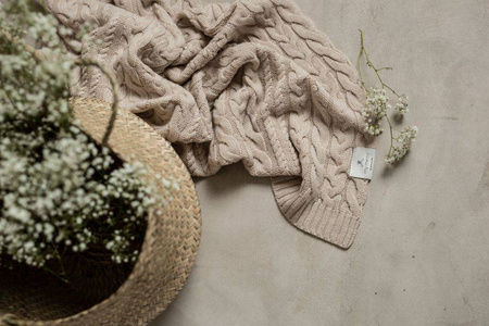 My Memi - Kocyk warkocz ze 100% wełny merino premium collection - Grey