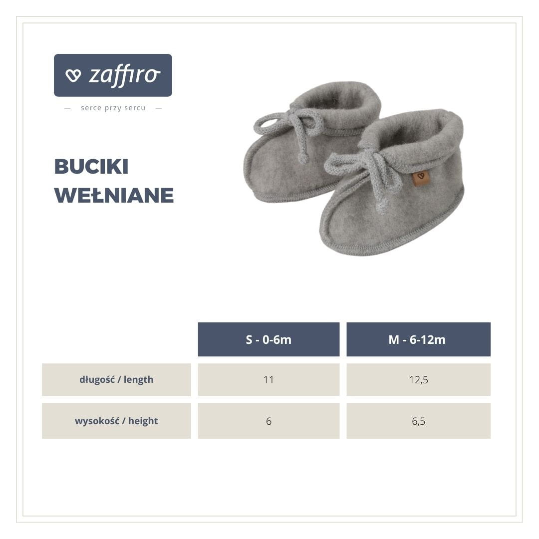 Zaffiro - Buciki dziecięce wełna premium - Grey