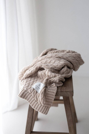 My Memi Ciepły kocyk ze 100% wełny merino warm beige - premium collection