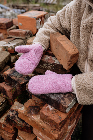 Mimimi - rękawiczki damskie z wełny merino - Dusty pink