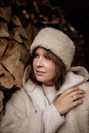 Mimimi - opaska na głowę z wełny merino - almond