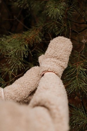 Mimimi - rękawiczki damskie z wełny merino - beż