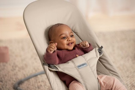 BABYBJORN - leżaczek BALANCE SOFT WOVEN/JERSEY Tri Fabric, Piaskowoszary