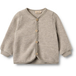 Wheat - Kardigan z wełny merino Kari - Khaki melange