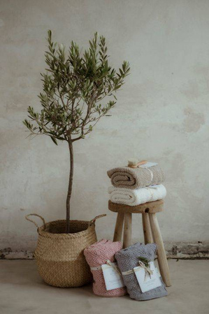My Memi - Kocyk ze 100% wełny merino Pearl premium collection 80x100cm - warm beige