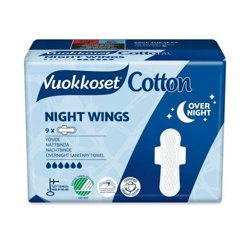 Vuokkoset, COTTON, Podpaski ze Skrzydełkami na Noc Sensitive, 9 szt.