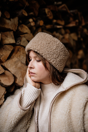 Mimimi - opaska na głowę z wełny merino -  beż