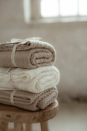 My Memi - Kocyk ze 100% wełny merino premium collection - cream
