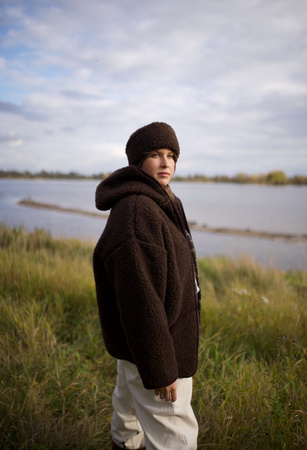 Mimimi - opaska na głowę z wełny merino - espresso