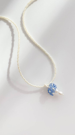 Muszle i Perły - Light blue mushroom on glass beads