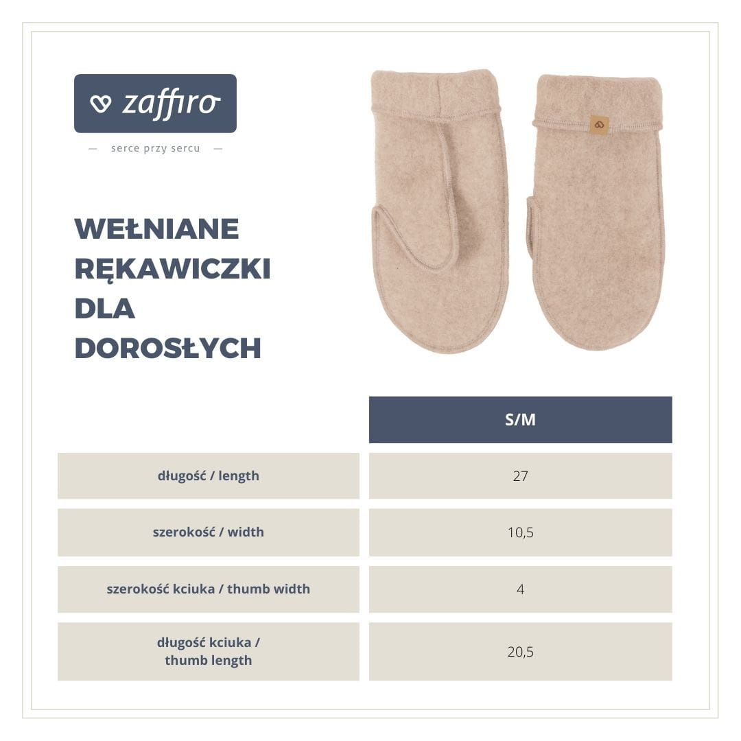 Zaffiro - Rękawiczki dla dorosłych wełna premium - Beige