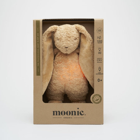 MOONIE 2.0 Szumiący Króliczek Organic z Lampką - Cappuccino 