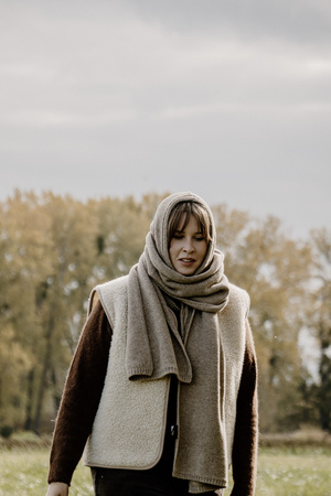 Mimimi - Szalik gładki z wełny merino - beż