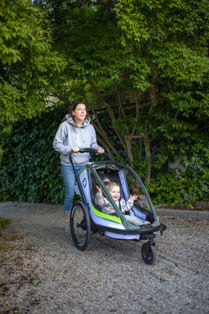 Hamax - Przyczepka rowerowa BREEZE, podwójna - White/green