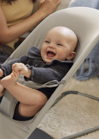 BABYBJORN - leżaczek BALANCE SOFT WOVEN/JERSEY Tri Fabric, Piaskowoszary