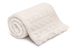 My Memi - Kocyk warkocz ze 100% wełny merino premium collection - cream