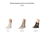 Steven -  Zestaw damski skarpet z wełny merynosów 3-PAK- Prążek ecru, melanż beżowy i melanż brązowy 
