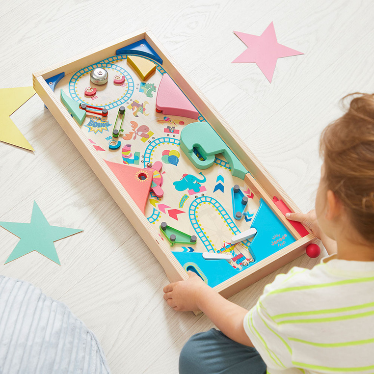 Janod Gra zręcznościowa drewniana Pinball Applepop 5+