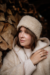 Mimimi - opaska na głowę z wełny merino - almond