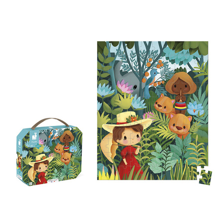 Janod Puzzle w walizce Obraz inspirowany twórczością Rousseau 100 elementów 6+ Made in France