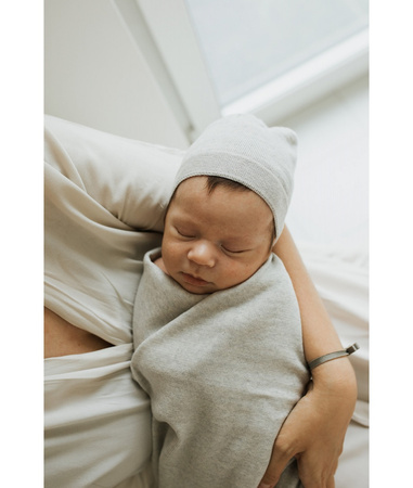 yarnami - Kocyk merino Cozy - beżowo-szary