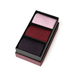 Steven -  Zestaw damski skarpet z wełny merynosów 3-PAK- Prążek  różowy, bordowy, melanż fiolet 