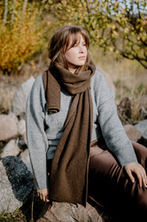 Mimimi - Szalik gładki z wełny merino -espresso