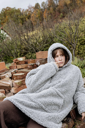 Mimimi - Hoodie bluza z wełny merino - szara