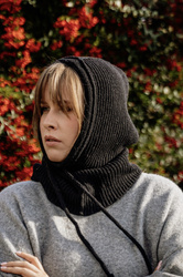 Mimimi - Balaclava kominiarka damska z wełny merino - czarna