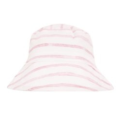 Samiboo - Kapelusz bambusowy Bucket - Saint-Tropez Pink - Paski