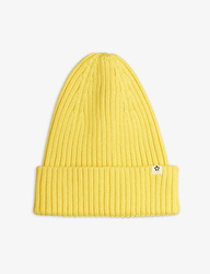 Mini Rodini Czapka prążkowana z wywijanym brzegiem - Żółta