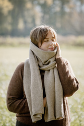 Mimimi - Szalik gładki z wełny merino - beż