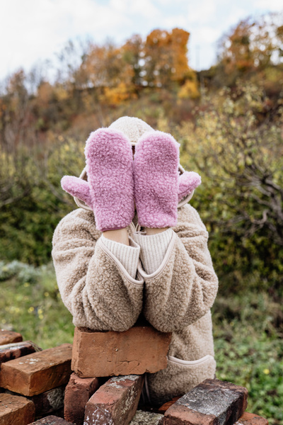 Mimimi - rękawiczki damskie z wełny merino - Dusty pink