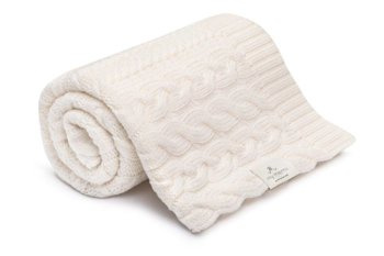 My Memi - Kocyk warkocz ze 100% wełny merino premium collection - cream