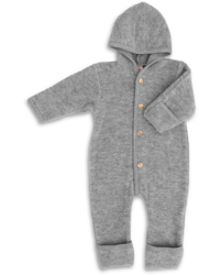 Engel Natur - Kombinezon z kapturem z wełny merino - Grey Melange