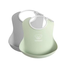 BABYBJORN - 2 śliniaki - Grey / Powder Green