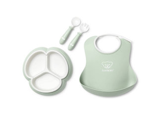 BABYBJORN - Zestaw do karmienia Mealtime - Powder Green