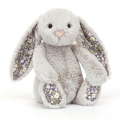 JellyCat - Króliczek z Kwiecistymi Uszami Srebrny „Bloom” 18 cm