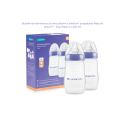 Lansinoh - Feeding Bottle 2 x 240 ml + NW Teat - Butelka do karmienia 2 x 240 ml ze smoczkiem NaturalWave