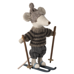 Maileg - Myszka - Winter mouse with ski set, Big brother - Grey