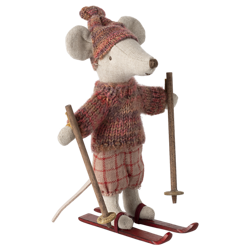 Maileg - Myszka - Winter mouse with ski set, Big sister - Rose