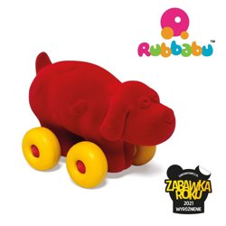 Rubbabu - Pies pojazd sensoryczny - Czerwony 