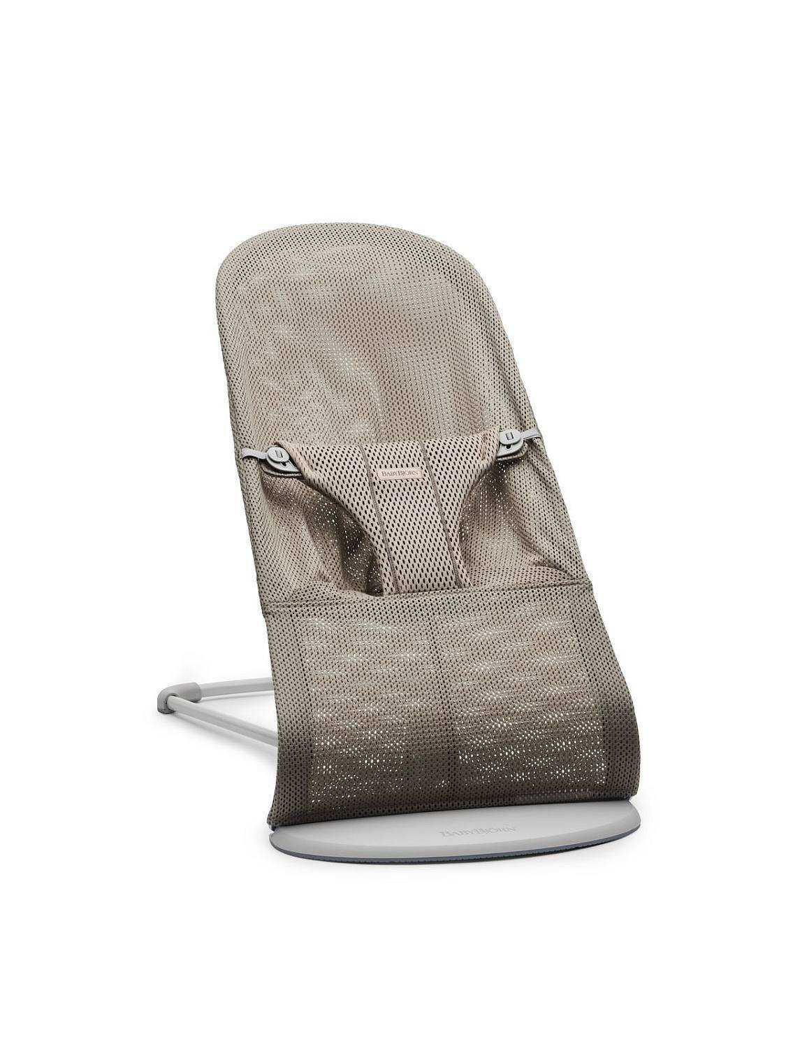 BABYBJORN - leżaczek BLISS MESH - Szarobeżowy +  Zabawka Googly Eyes Pastels